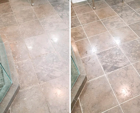 Floor Before and After a Grout Sealing in Wayne, NJ